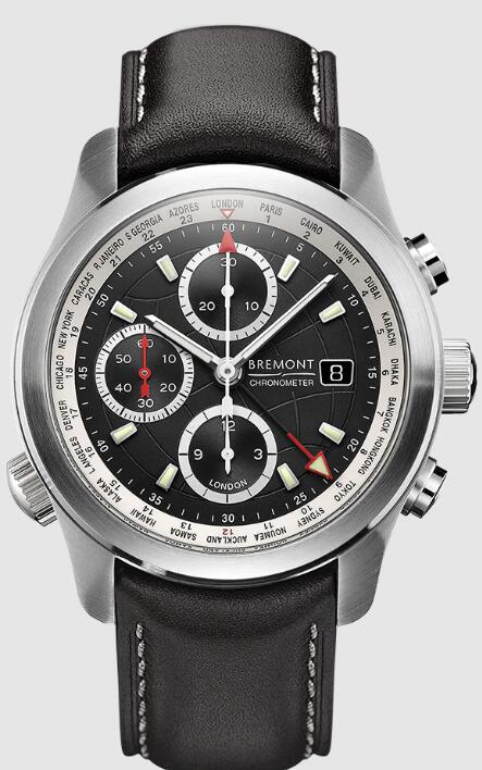 Replica Bremont Watch Altitude Pilot Chronographs ALT1-WT Black Dial Leather Strap